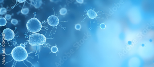 Bacteria on a blue background world cancer day concept. World Cancer Day Concept with Cells photo