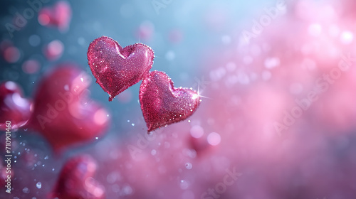 Valentines day background with transparent hearts. 