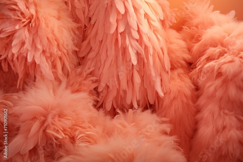Peach fuzz color fluffy feathers material  wallpaper background