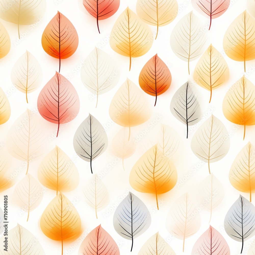 Obraz premium Autumn foliage skeleton translucent seamless pattern on white background for design and decor