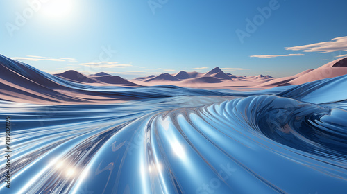Pastel wave water style 3d rendering. 3d blue wave background. concept 3d blue water wave holographic background
