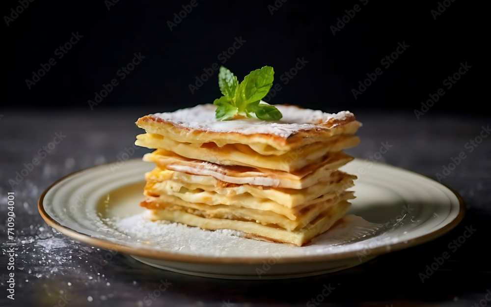 Capture the essence of Mille Feuille in a mouthwatering food photography shot Capture the essence of Mille Feuille in a mouthwatering food photography shot