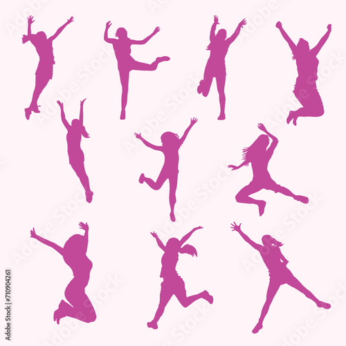 Jumping Woman Silhouette Set