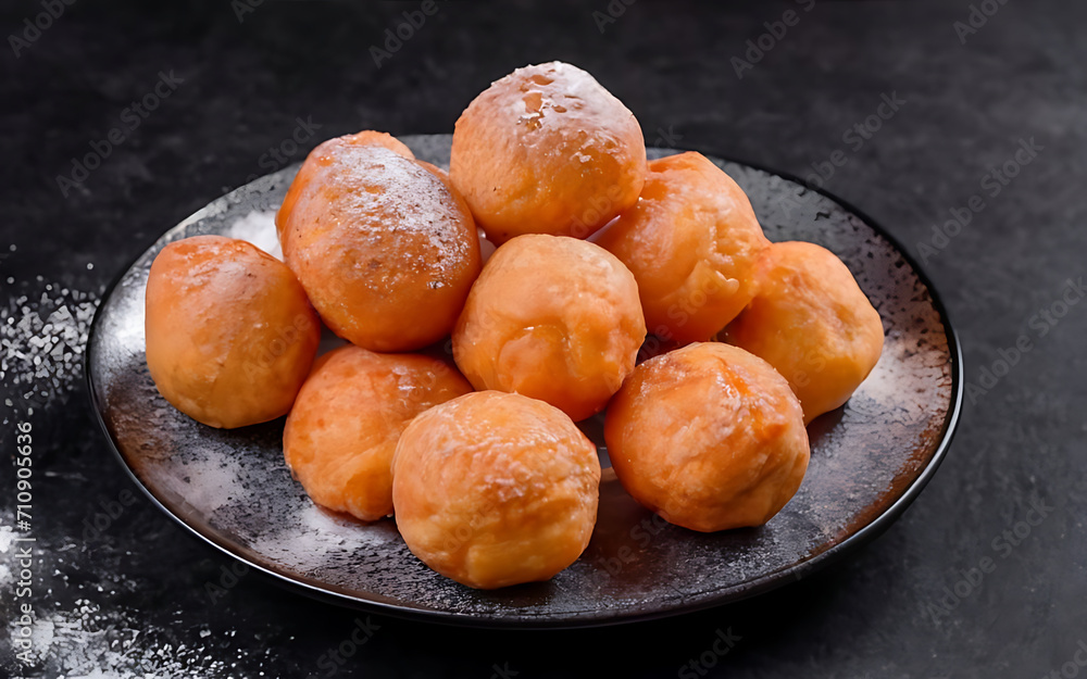 Capture the essence of Puff Puff in a mouthwatering food photography shot Capture the essence of Puff Puff in a mouthwatering food photography shot
