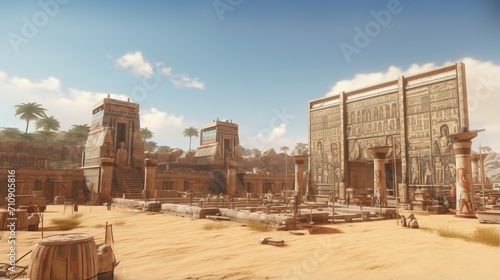 ancient Egyptian temple ruins in the desert