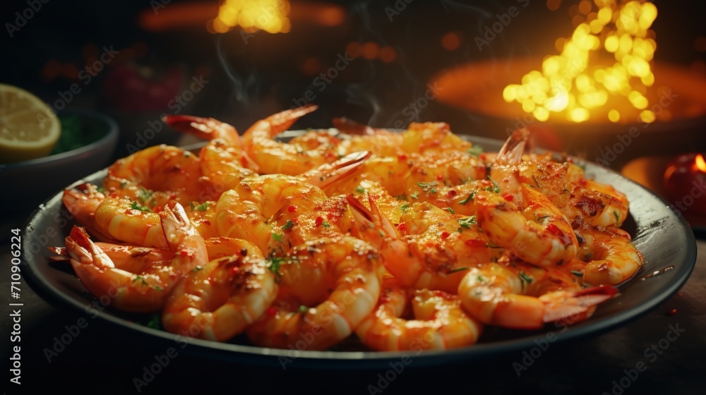 A plate of delicious spicy garlic butter shrimp