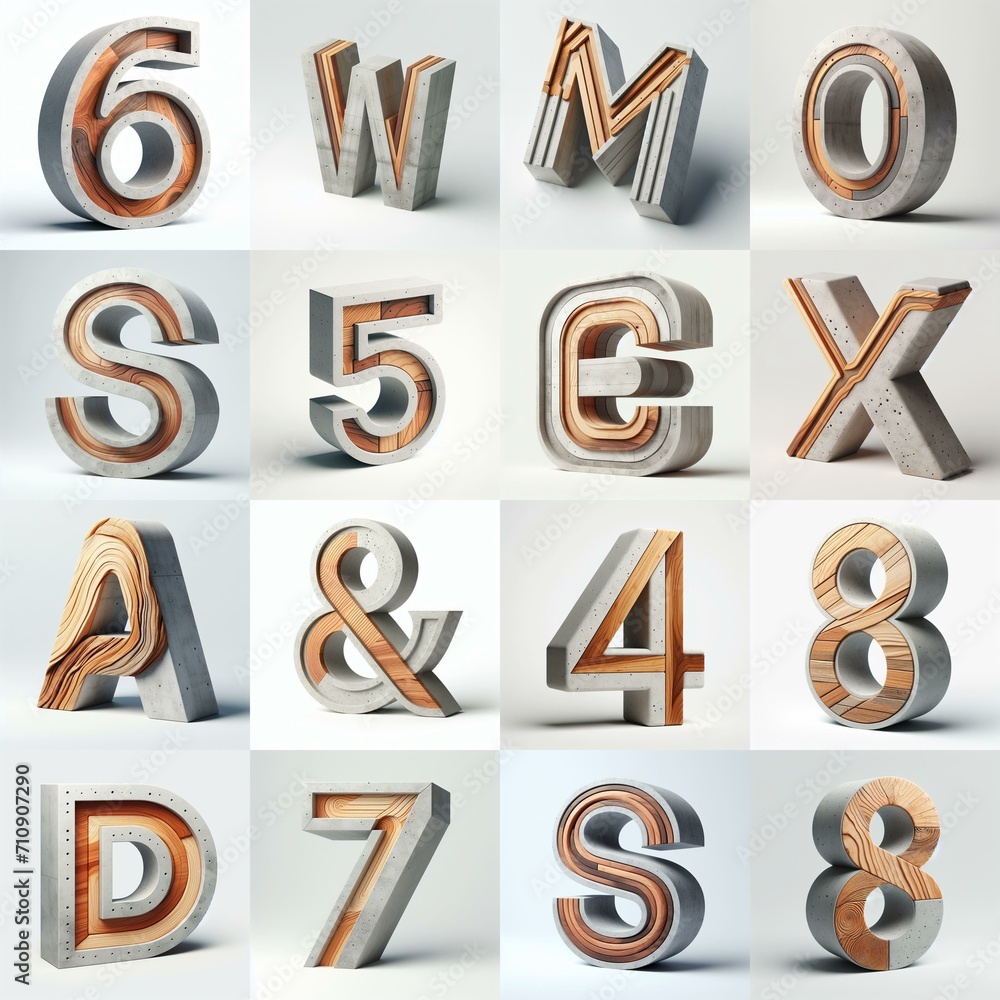 3D Lettering That Blends Concrete With wood. AI generated illustration 3D Lettering That Blends Concrete With wood. AI generated illustration