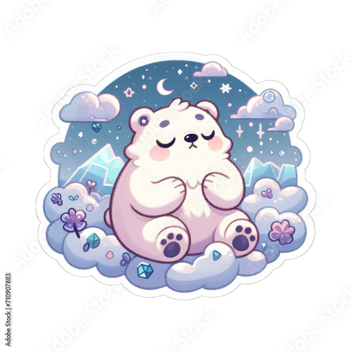 Generative AI Cute Little Arctic Bear Sticker, cute little baby bear sticker, cool little tiny bear stickers, Little baby Arctic bear Sticker, adorable little arctic bear stickers, snow bear sticker