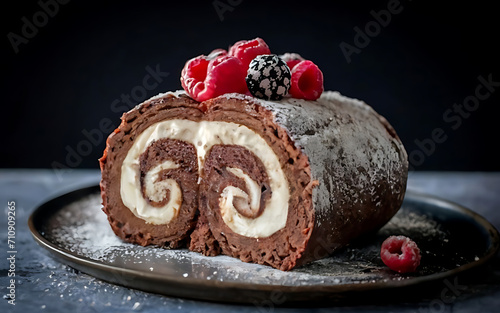 Capture the essence of Yule Log in a mouthwatering food photography shot