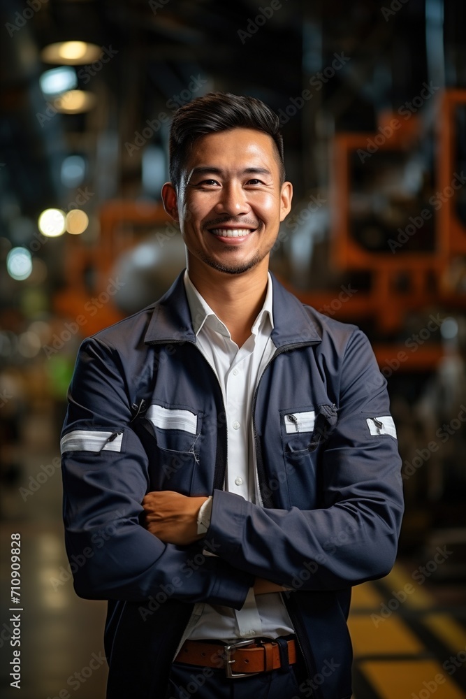 Portrait of a happy Asian male engineer in a factory Portrait of a happy Asian male engineer in a factory