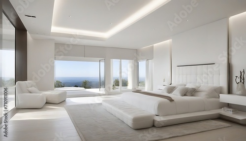 Luxury white master bedroom interior