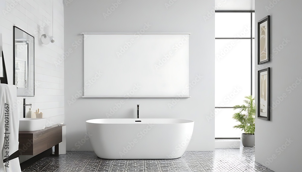 Modern bathroom with blank banner Modern bathroom with blank banner
