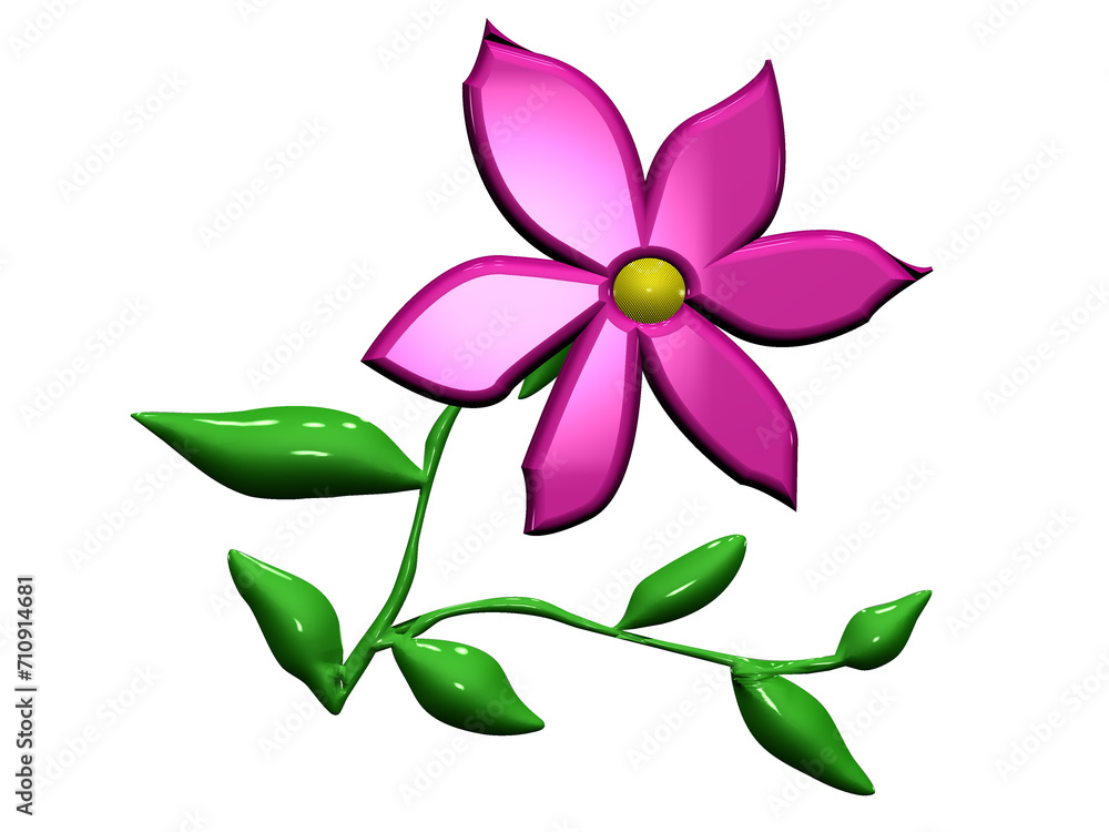 flowers pink purple 3d clear background