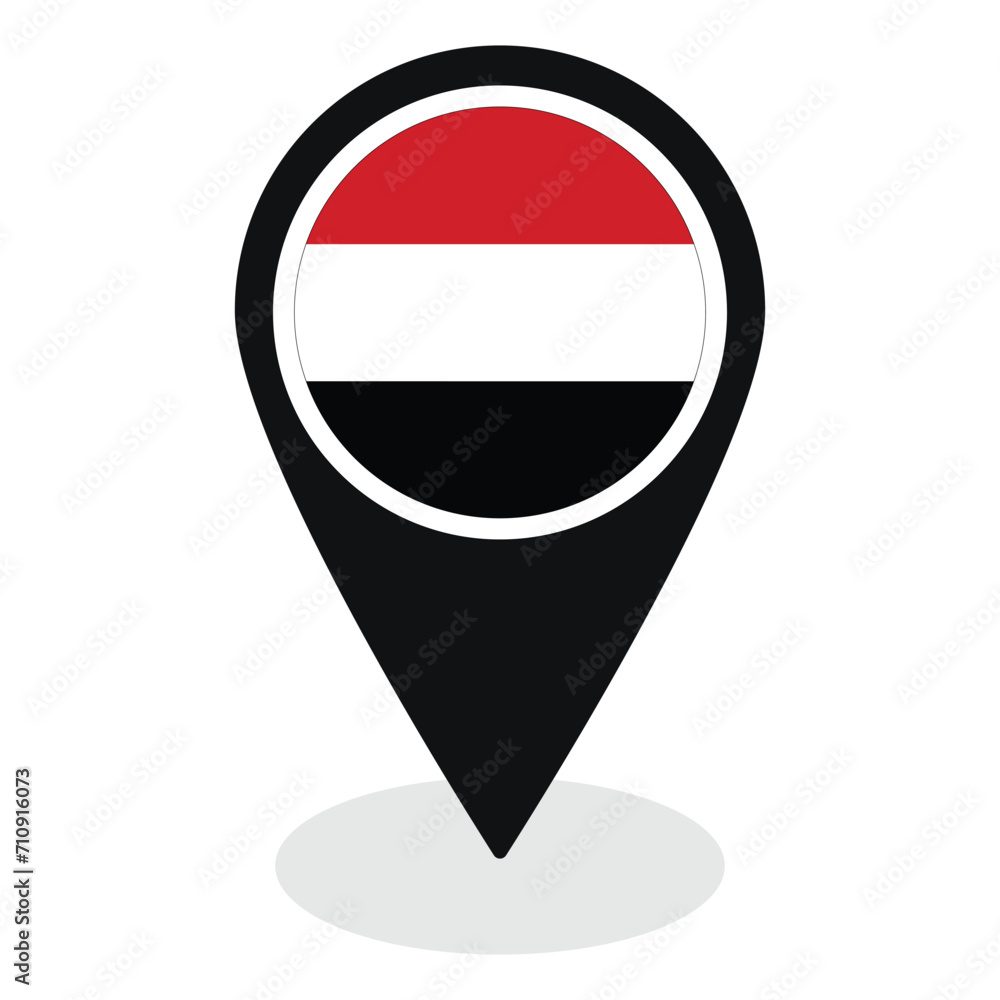 Yemen flag on map pinpoint icon isolated. Flag of Yemen Yemen flag on map pinpoint icon isolated. Flag of Yemen