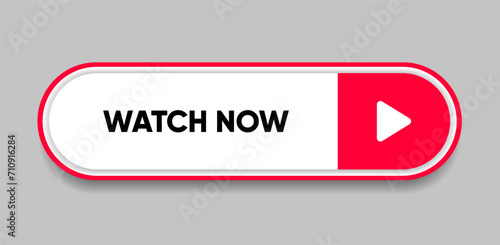 Watch now button. Play video button. Play icon. Watch video symbol for web site mobile app UI UX