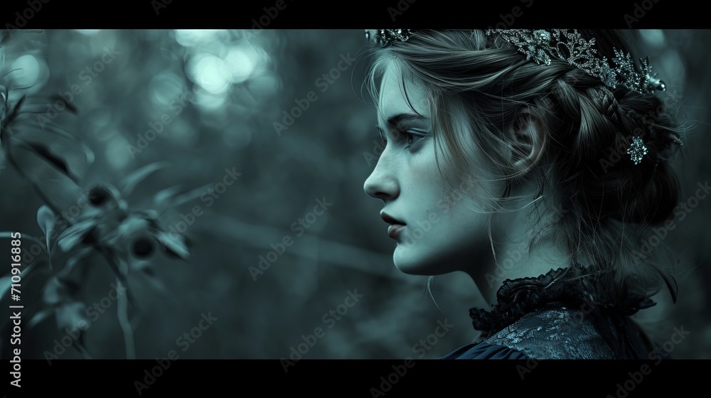 Side profile of a woman in the moonlight Side profile of a woman in the moonlight