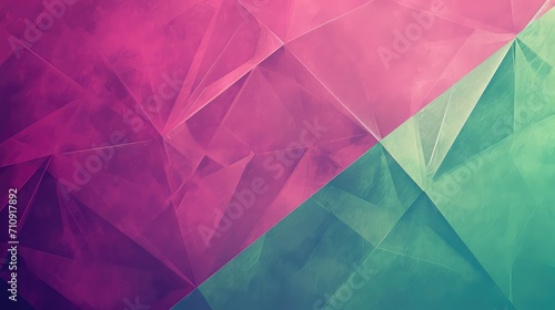 abstract geometric background with bright gradient colors. low poly style with many edges, Colors go from deep purple to pink and green