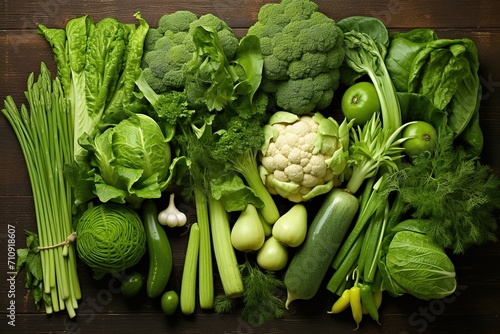 Green vegetables and fruits photo