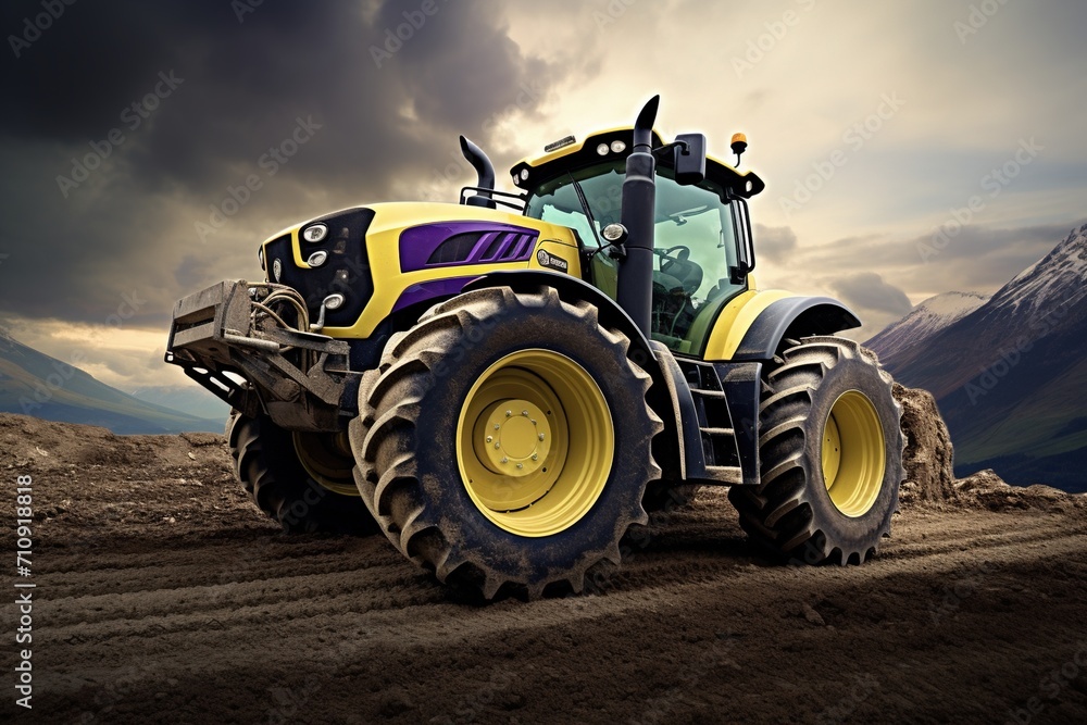 Fototapeta premium Modern tractor in the mountains