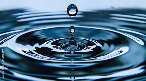 A Single Water Droplet Suspended in Clear Water, Close-up Macro Image Detail