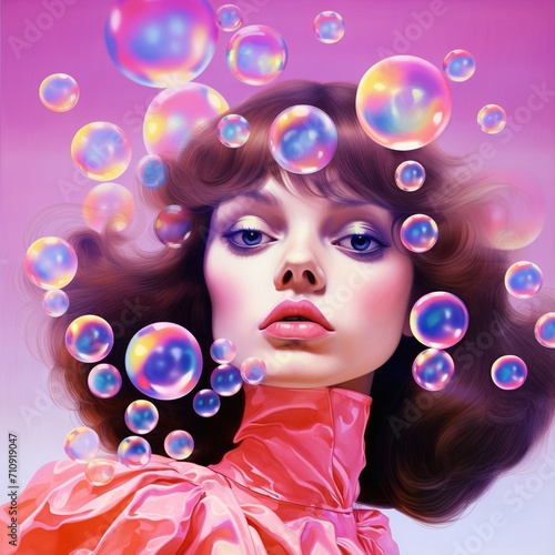 Portrait of a woman with bubbles