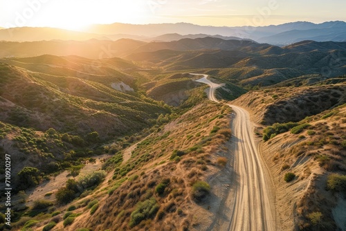 Drone Shot Along Skyline Ranch Road in Santa Clarita, California 