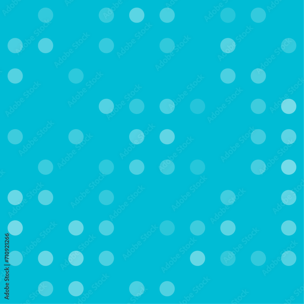 Abstract seamless geometric pattern. Mosaic background of white circles. Evenly spaced big shapes of different color. Vector illustration on cyan background