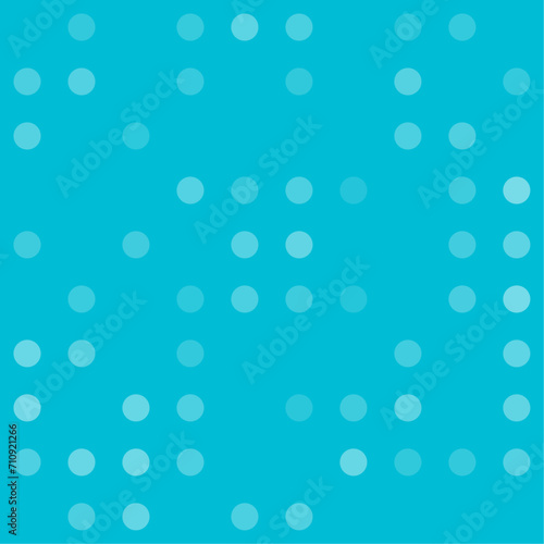 Abstract seamless geometric pattern. Mosaic background of white circles. Evenly spaced big shapes of different color. Vector illustration on cyan background