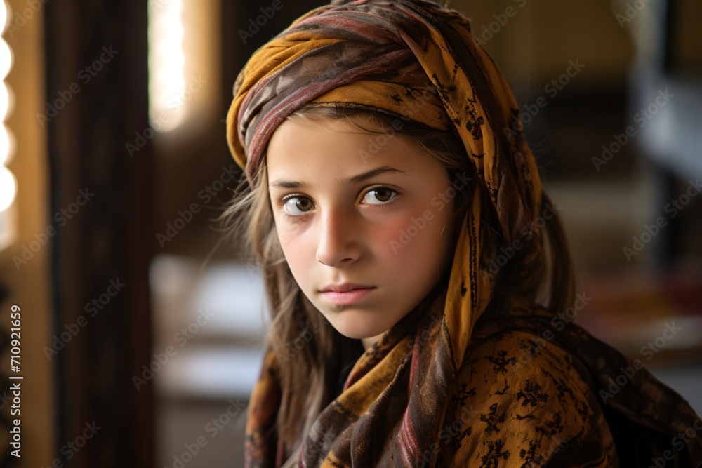 Portrait of a girl with a headscarf Portrait of a girl with a headscarf