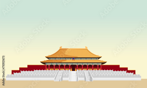 Forbidden City - Palace Complex - Beijing, China - Stock Illustration photo