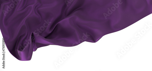 purple ribbon silk cloth fly cloth floating fabric background, 3d rendering