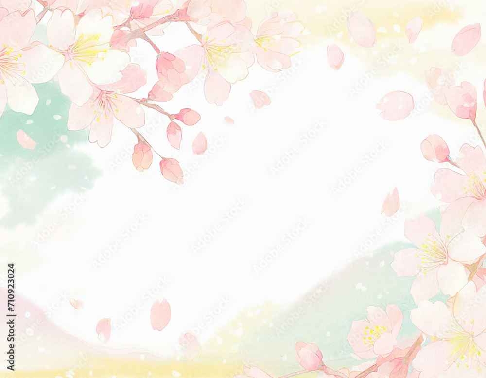 白い背景に桜の花のフレーム