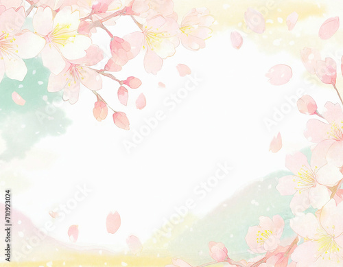 白い背景に桜の花のフレーム