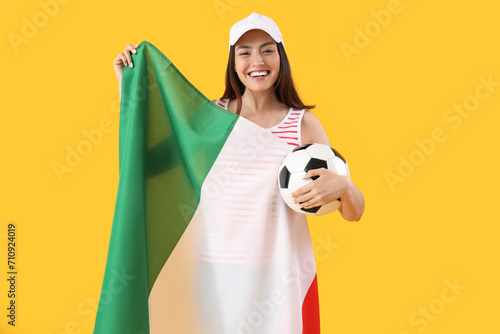 Young woman with flag of It...