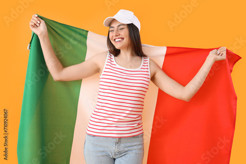 Young woman with flag of It...
