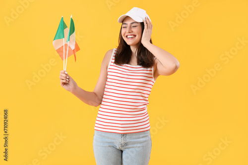 Young woman with flags of I...