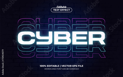 Cyber 3D Neon Urban Streetwear Editable Text Effect Style Premium Vector