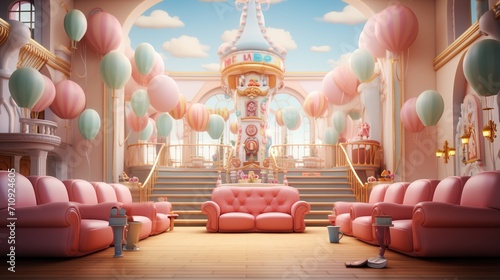 Pink and blue pastel surrealism room