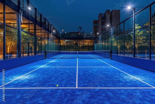 padel court, tennis court in evening light photo