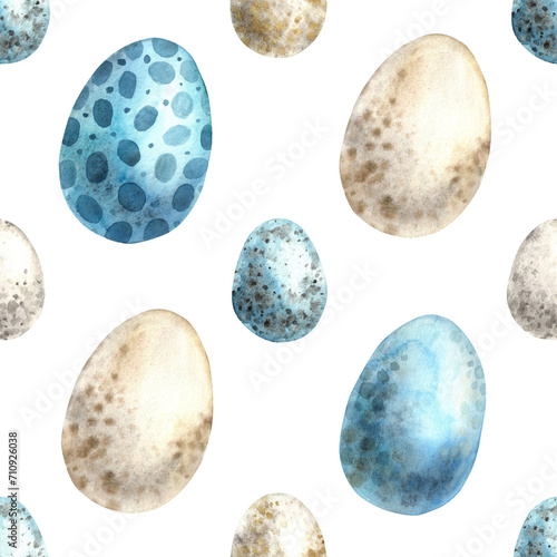 Watercolor Easter pattern of eggs on a white background. Easter holiday illustration hand drawn. Sketch on isolated background for greeting cards, invitations, happy holidays, posters, fabric, wallpap