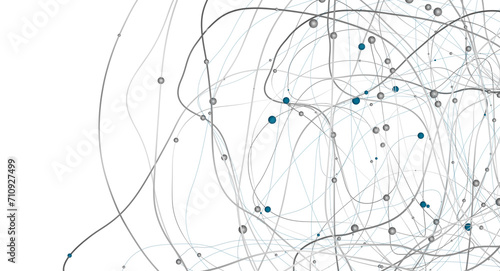 Gene lines and nodes, biological gene structure, 3d rendering.