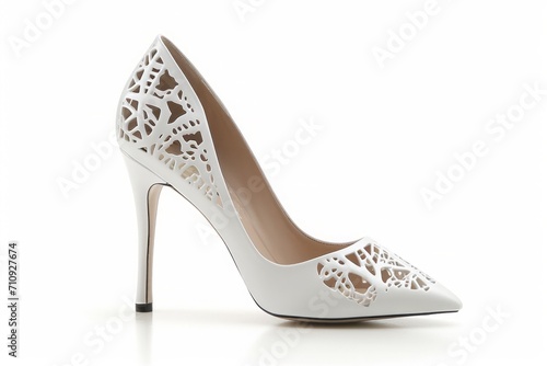 Women's white openwork stiletto heel