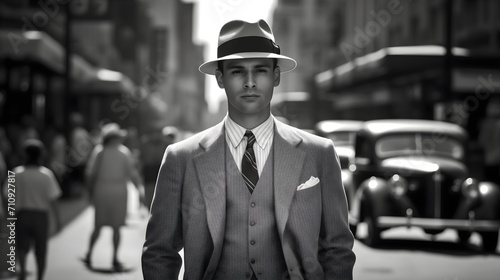 A businessman in a vintage 1920s style.