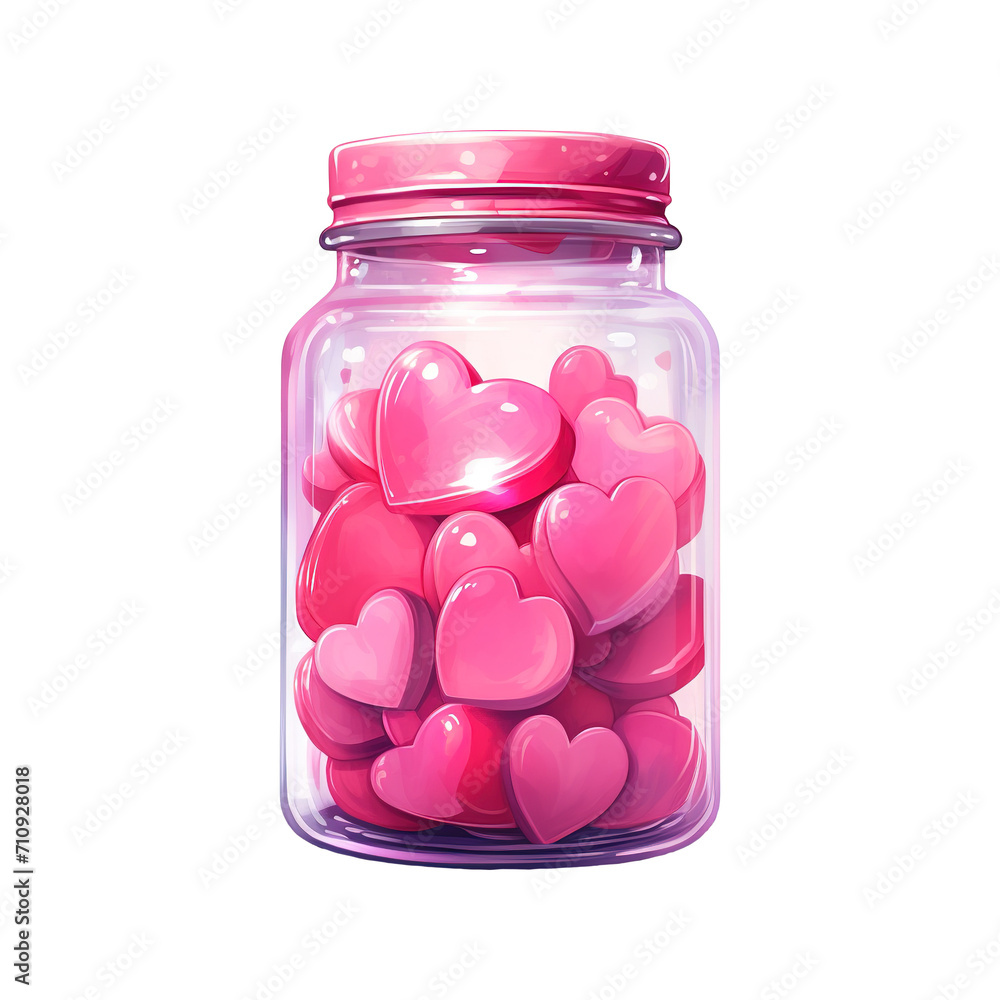 Jar Full of Pink Hearts. AI Generated Image Jar Full of Pink Hearts. AI Generated Image