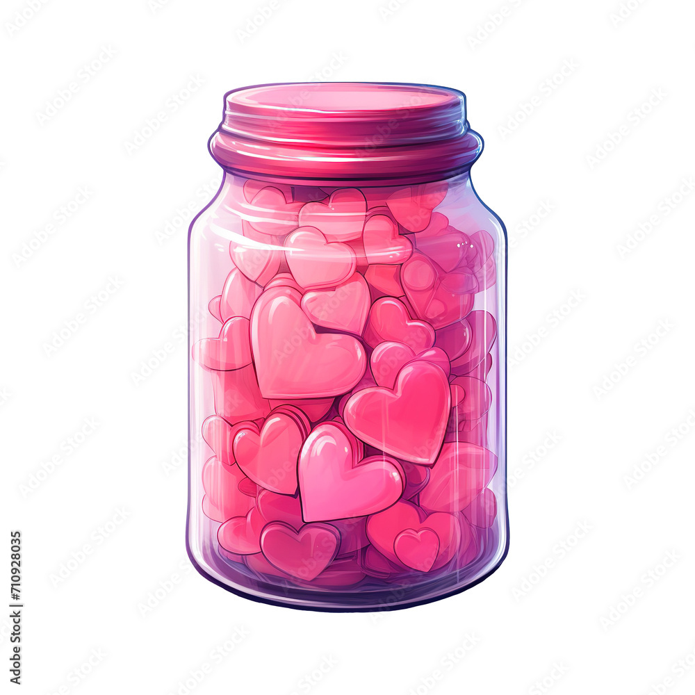 Jar Full of Pink Hearts. AI Generated Image Jar Full of Pink Hearts. AI Generated Image