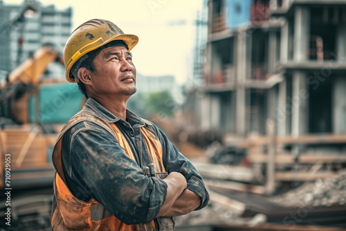 Worker on construction site © kossovskiy