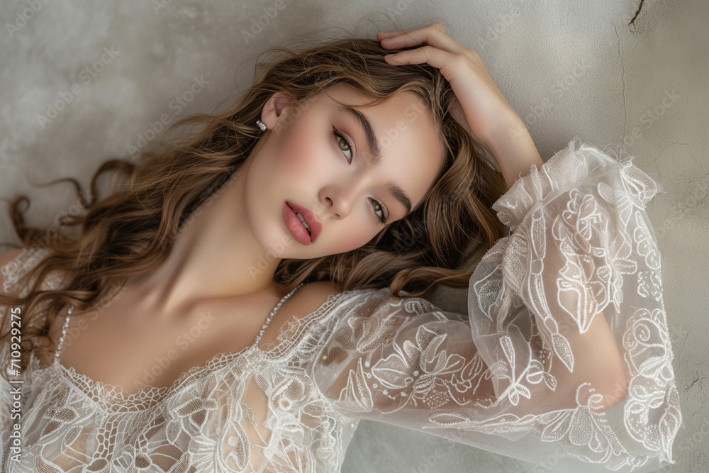 Elegant model in lace attire