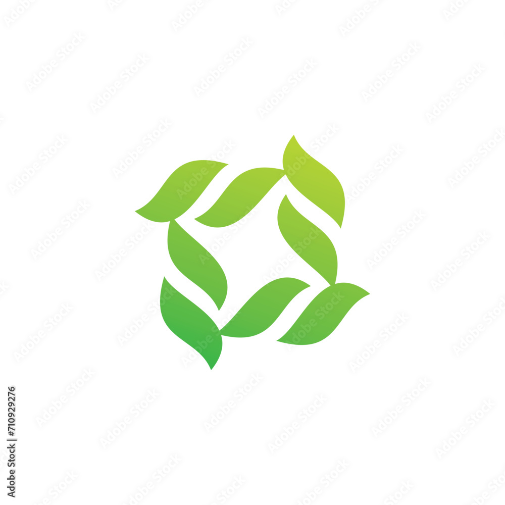 Ecology logo square leaf twisted green vector design Ecology logo square leaf twisted green vector design