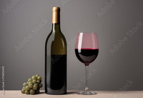 minimalistic wine with grape, Generative AI