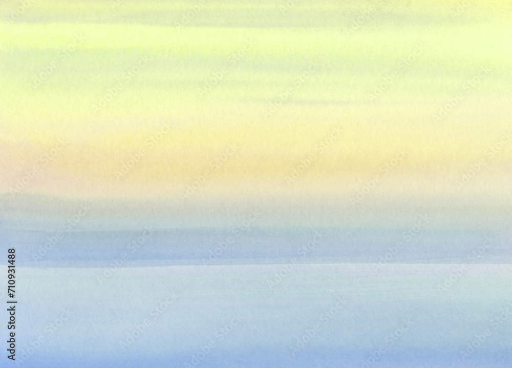 Watercolor abstract background. colorful sunset over the sea. Painted with a brush on paper